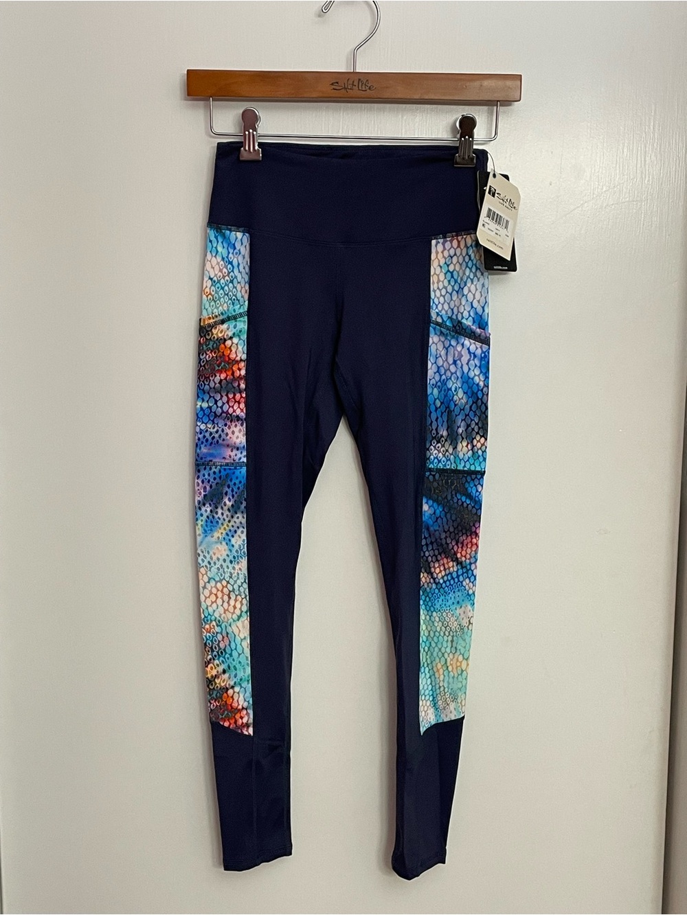Salt Life Navy Performance Leggings with White Logo & Pockets